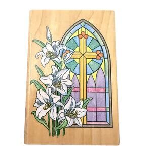 Stampendous Vintage 1998 Easter Window Stained Glass Lilies P040 Rubber Stamp